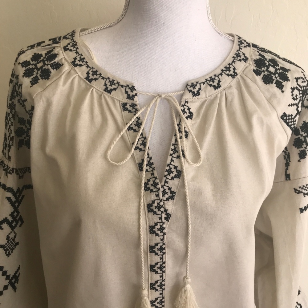 Blue Rain REAL Embroidered Top NWT